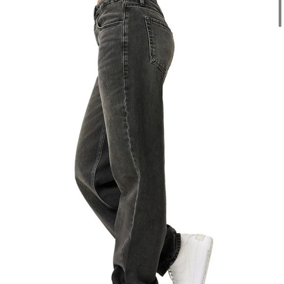 Women’s GOOD AMERICAN black hood 90’s high rise straight leg jeans - Picture 2 of 11